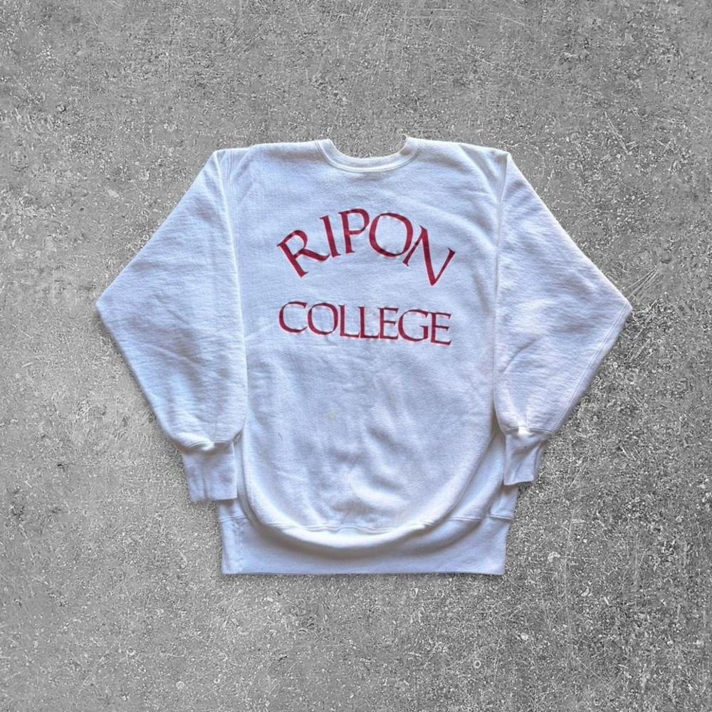 Vintage Champion Reverse Weave‎ Ripon College Sweatshirt White XXL Made in USA